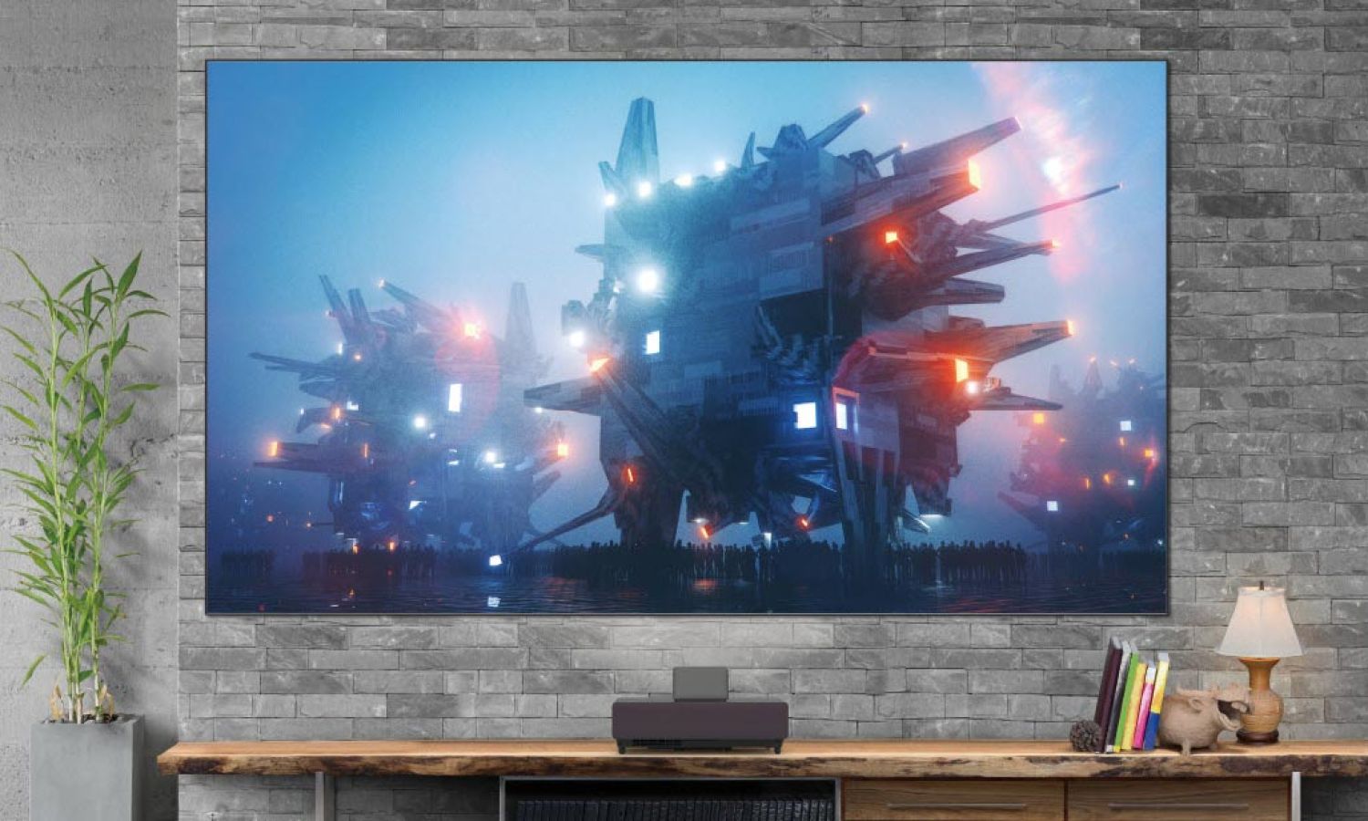 Epson, projector showing screen with rock concert