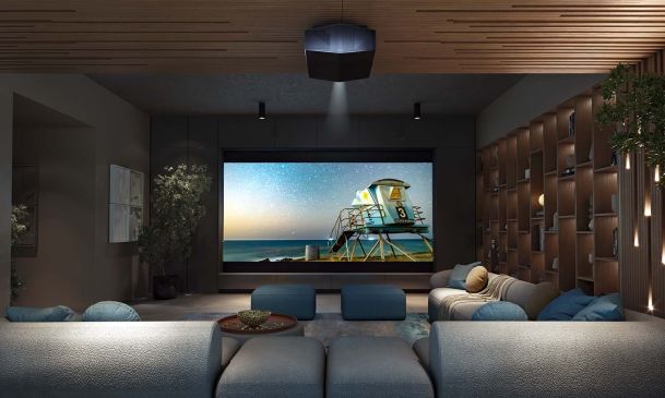 Room with Samsung TVs disguised as artwork